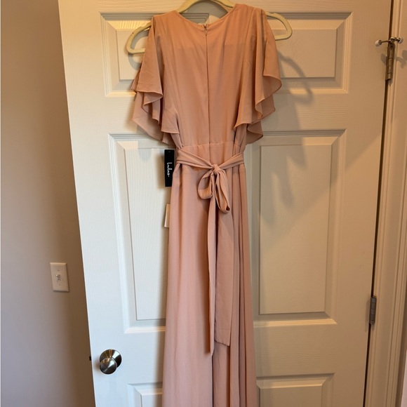 Lulus Dearly Loved Blush Flutter Sleeve Maxi Dress Pink - Size S NWT - Picture 6 of 6
